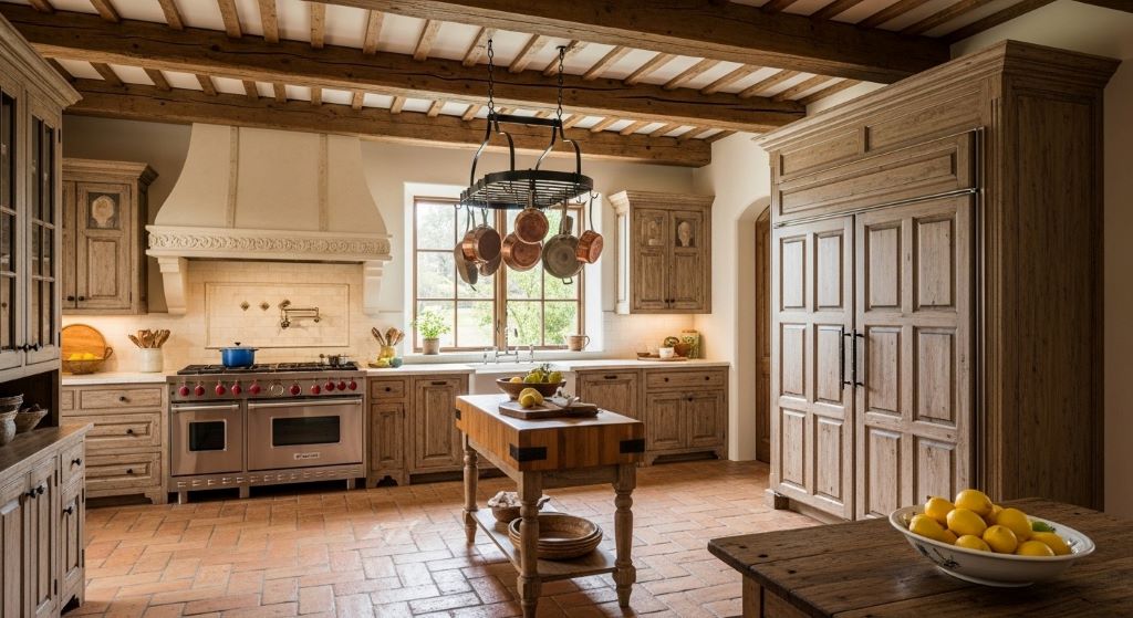 How to Tuscan Kitchen with Modern Appliances Hidden Properly