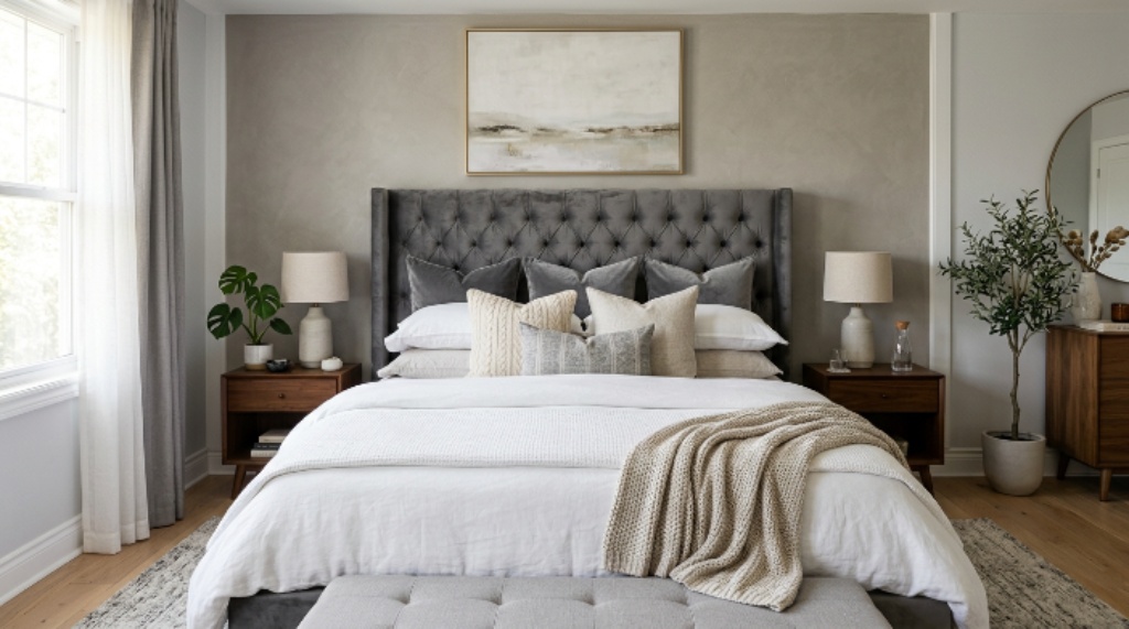 How to Use a Tufted Pillow Headboard to Upgrade Your Bedroom Look