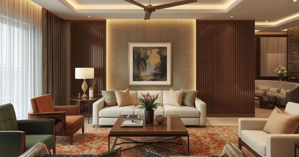 Modern living room interior with stylish furniture and minimalist décor