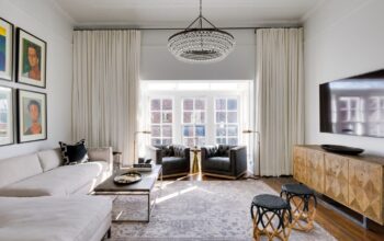 Elegant home space with clean lines, lighting, and contemporary décor elements