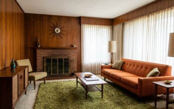 Miami living room blending vintage furniture with modern decor