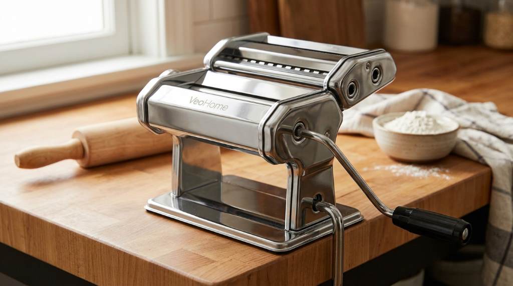 VeoHome pasta drying rack with homemade noodles